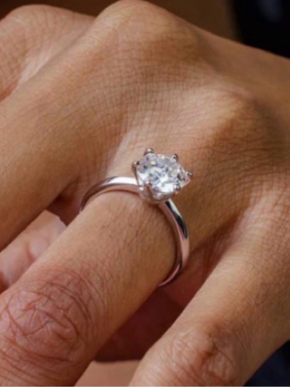 Class Sterling Silver 2 Carat moissanite solitaire. Size 6 including  ring box